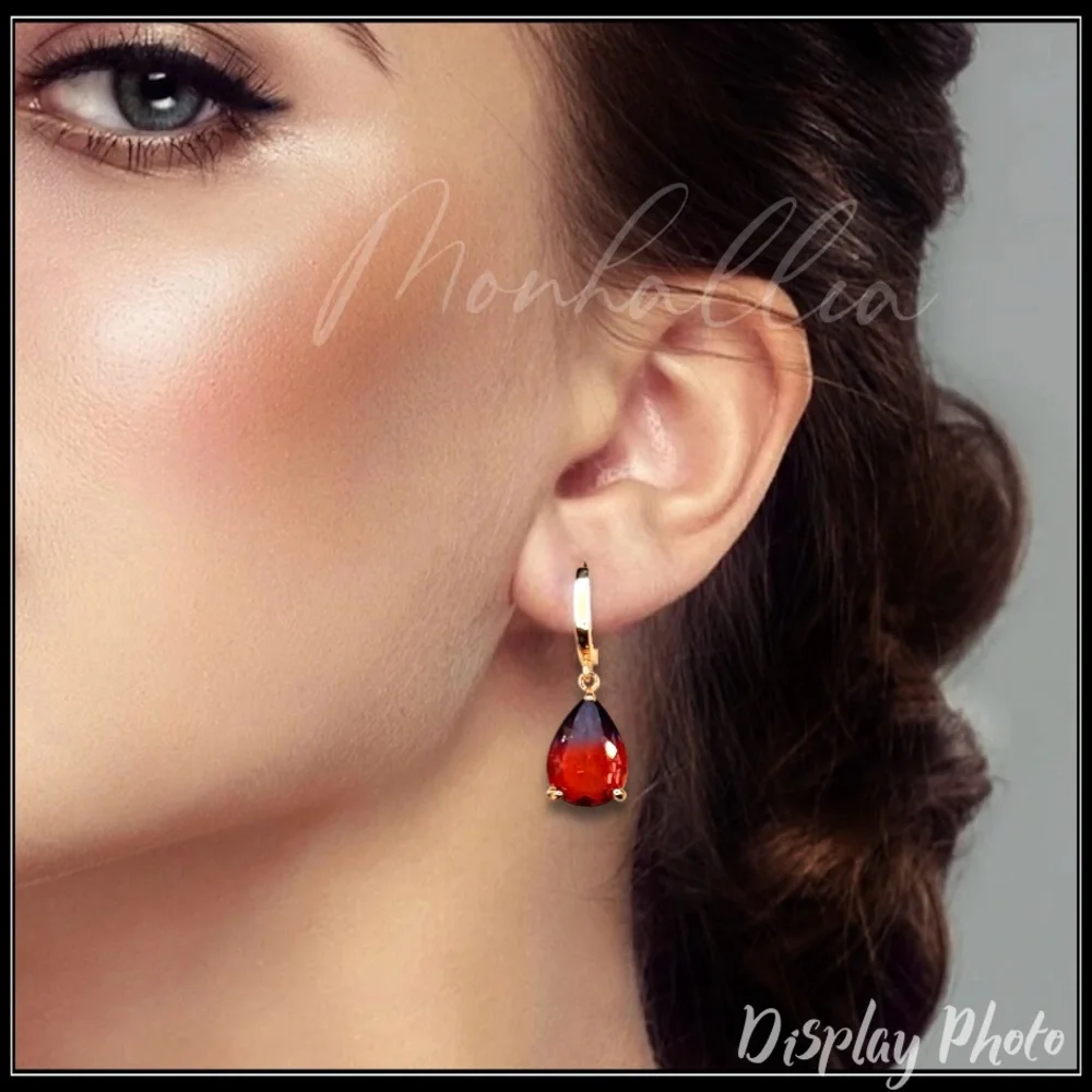NEW GOLD HOOK PEAR DROP TOURMALINE EARRINGS